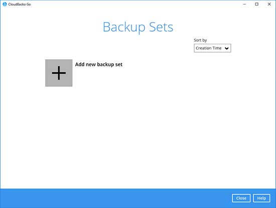 2. Click on the “+” to add new backup set