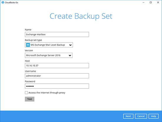 4. Enter the backup set name, i.e. MS SQL Server (daily). Next select the backup mode, i.e. VSS. Then enter the MS SQL Server login details. Click “Next” to continue.