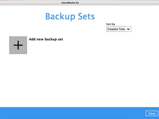 2. Click on the “+” to add new backup set